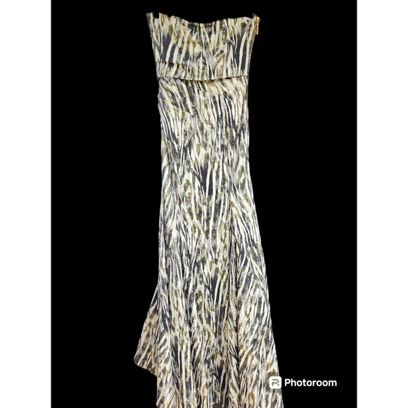 Badgley Mischka Strapless Ruched Cocktail Gown Long Dress 6 - Picture 5 of 7